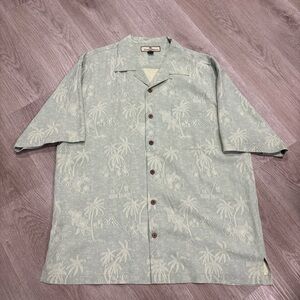 Tommy Bahama Mens Lime Green 100% Silk Short Sleeve Camp Shirt L